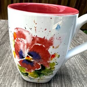 Dean Crouser Demdaco Watercolor Pansies 14 oz Coffee or Tea Mug-Excellent